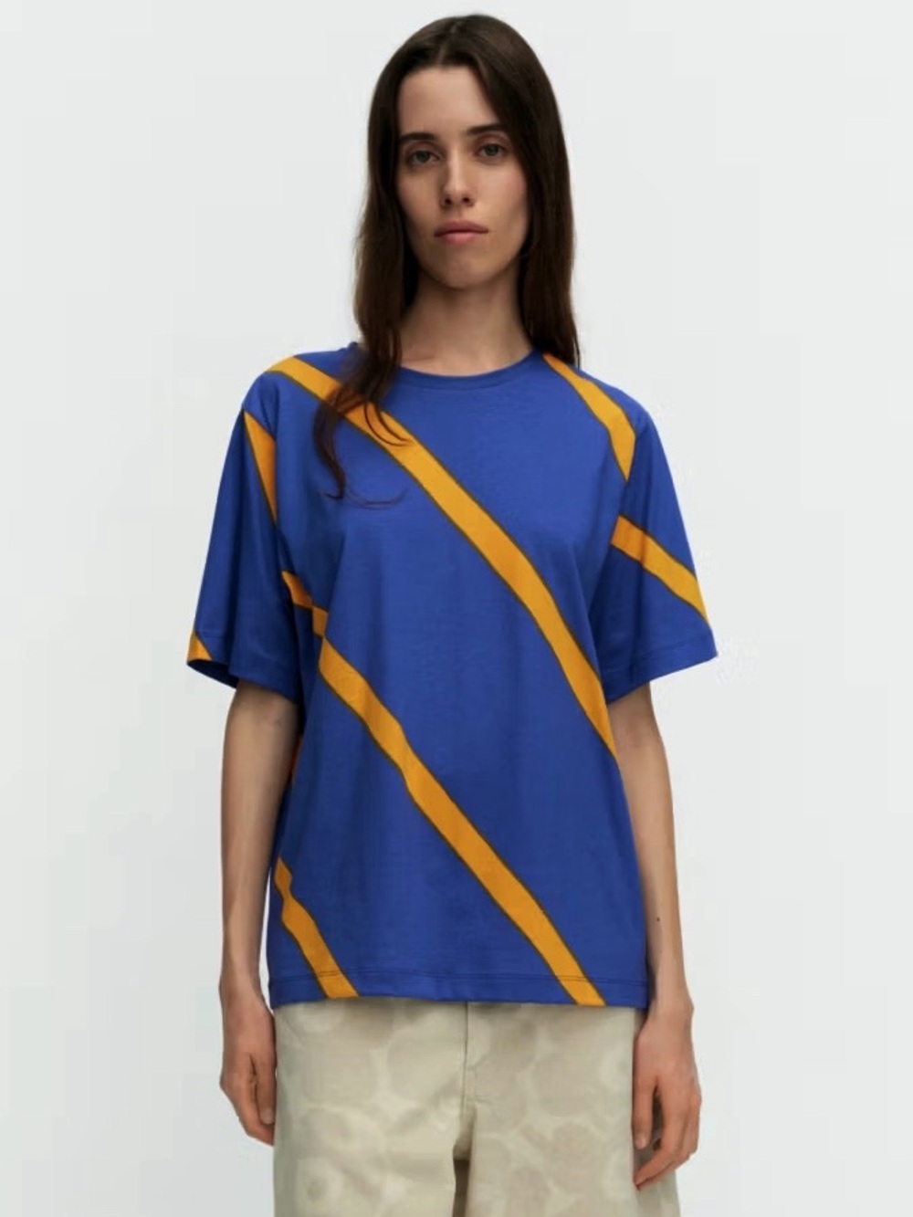Marimekko Tunnit Basso Blue & Gold Oversized T-Shirt